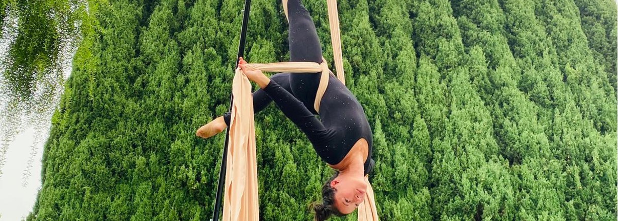 Katie doing aerial silks
